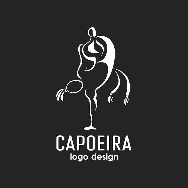 Black and white capoeira logo design. live style capoeira poster. capoeira dancer silhouettes.