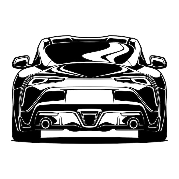 Black And White Car Illustration For Conceptual Design.