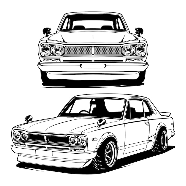 Black And White Car Illustration