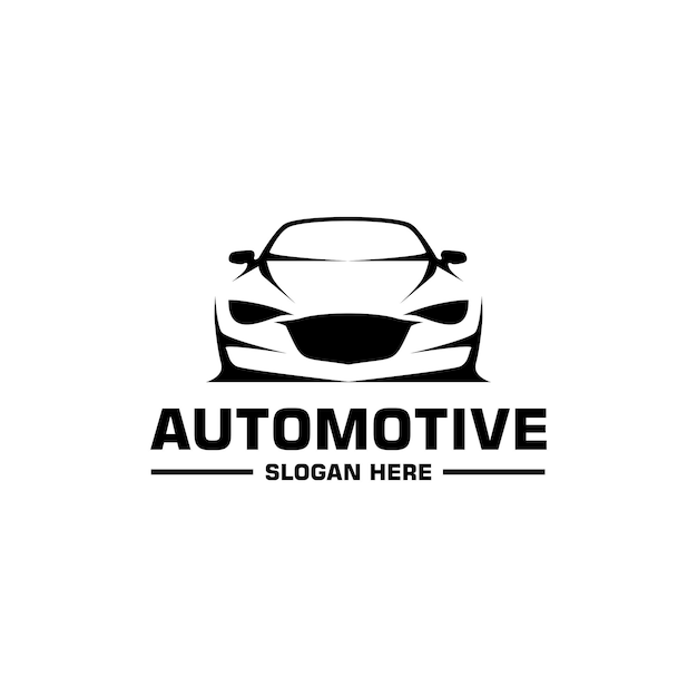 Black and white car logo with a car