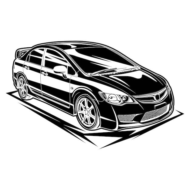 Black and white car vector illustration for conceptual design