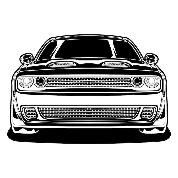 Black and white car vector illustration for conceptual design