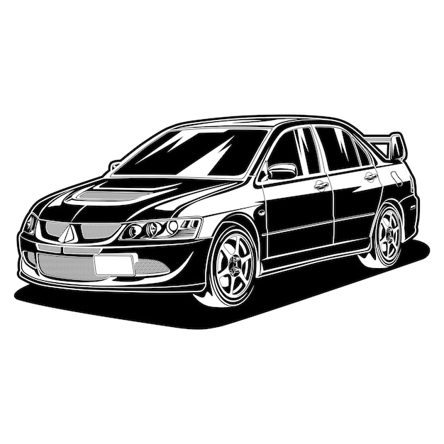 Black and white car vector illustration for conceptual design