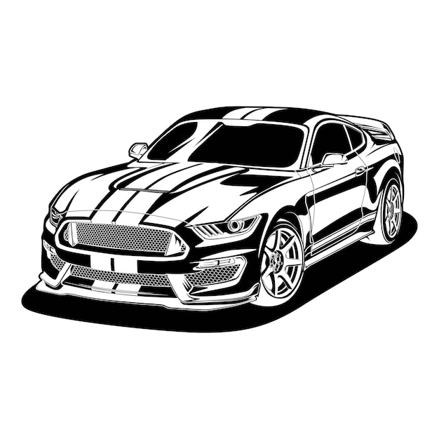 Black and white car vector illustration for conceptual design