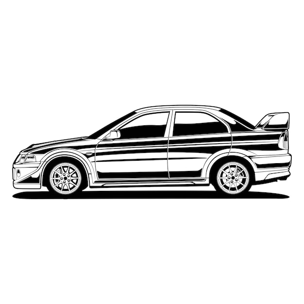 Black and white car vector illustration for conceptual design