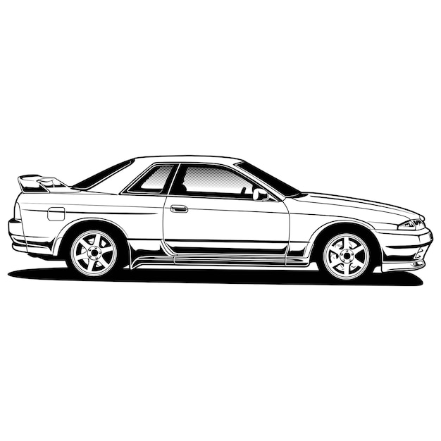 Black and white car vector illustration for conceptual design