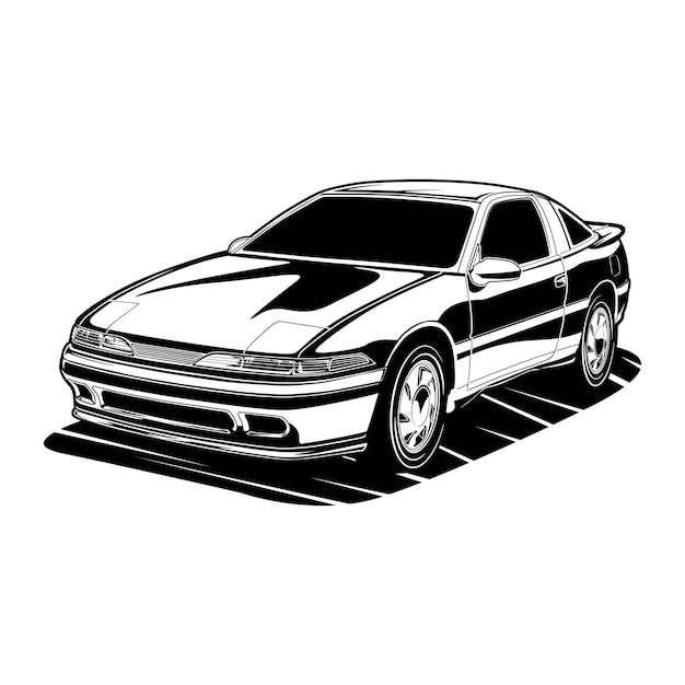 Black and white car vector illustration for conceptual design