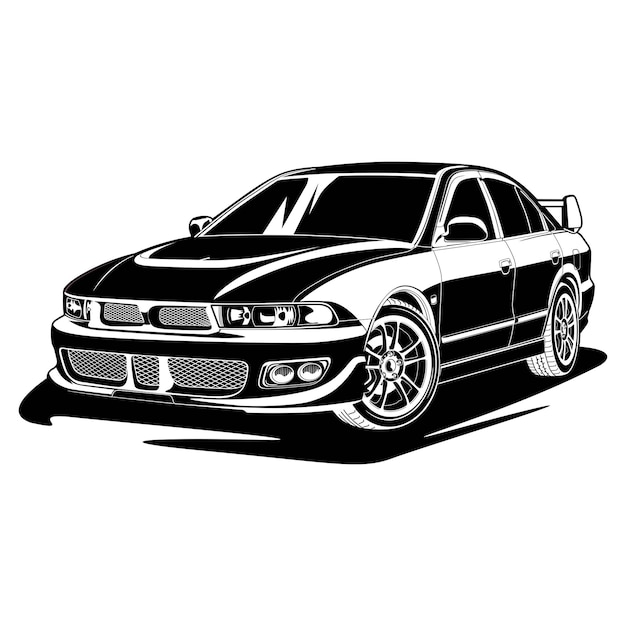 Black and white car vector illustration for conceptual design