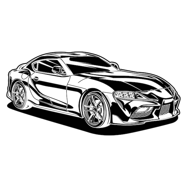 Black and white car vector illustration for conceptual design