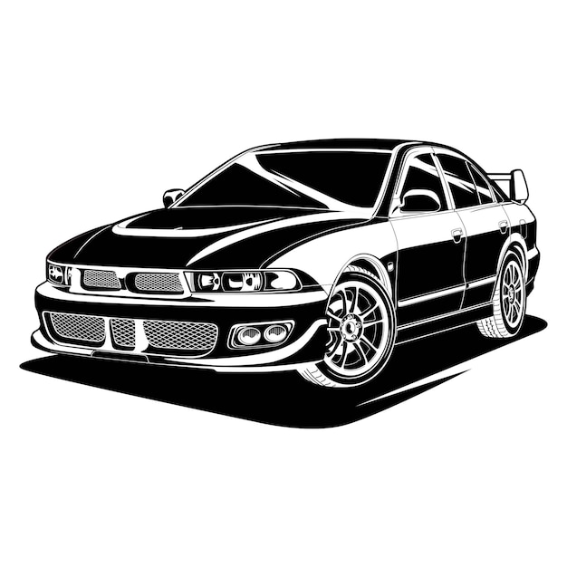 Black and white car vector illustration for conceptual design