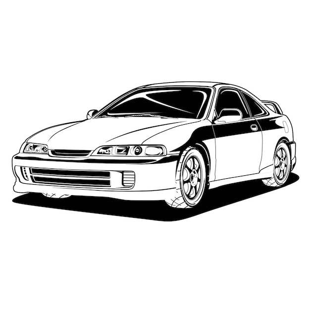 Black and white car vector illustration for conceptual design