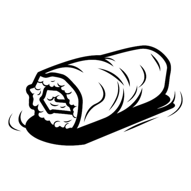 Vector black and white cartoon illustration of a burrito perfect for foodrelated projects menus or branding