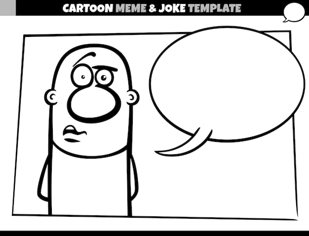 Black and white cartoon meme template with comic man