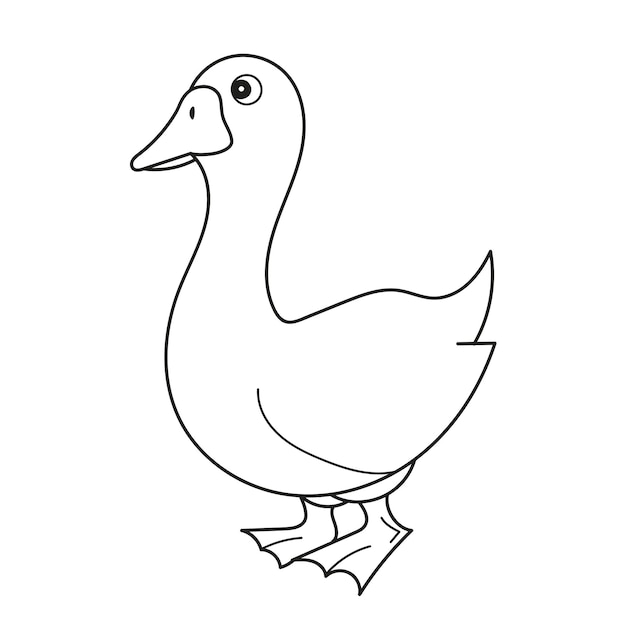 Black and White Cartoon Vector Illustration of Funny Goose Farm Bird Animal for Coloring Book