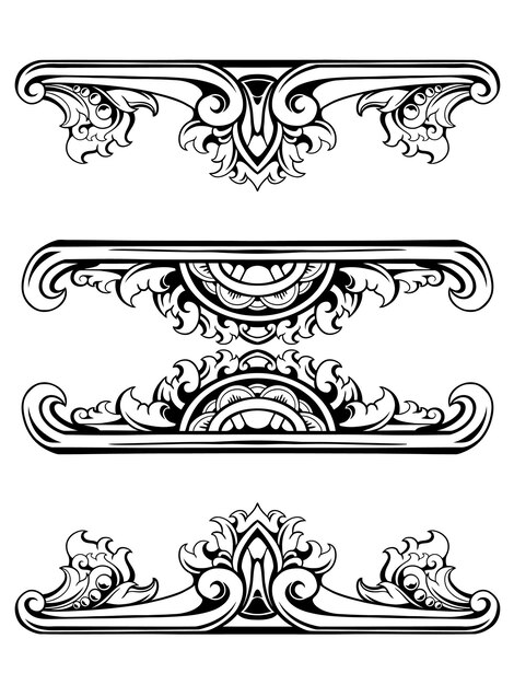 black and white carved frame and background ornament design