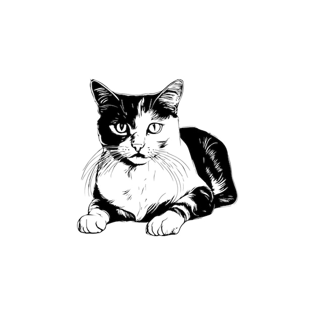 Vector black and white cat vector illustration