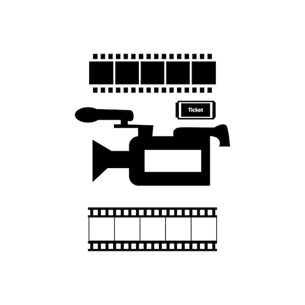 Black And White Cinema Movie Element With Clip Art Vector Icon Film Studio Building Interior Vector