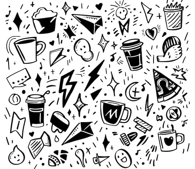 Vector a black and white collage of different things including one that says  s