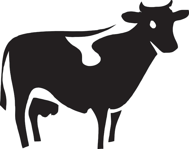 Black and white cow illustration