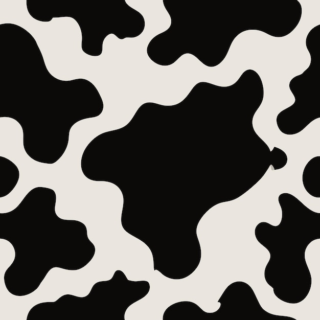 a black and white cow with black spots on it