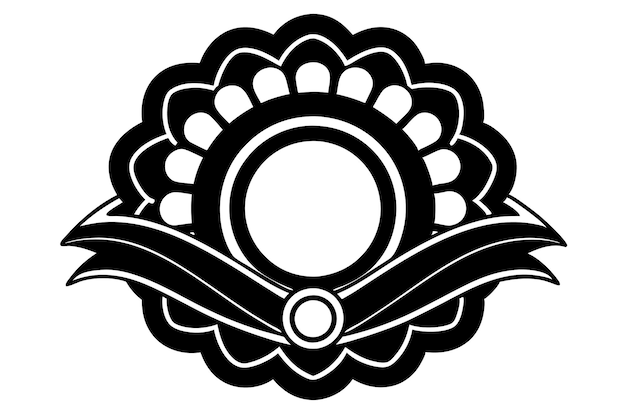 a black and white design with a circle in the middle