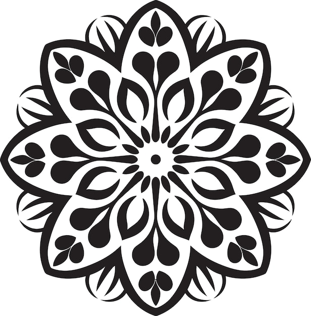 Vector a black and white design with a flower design on it