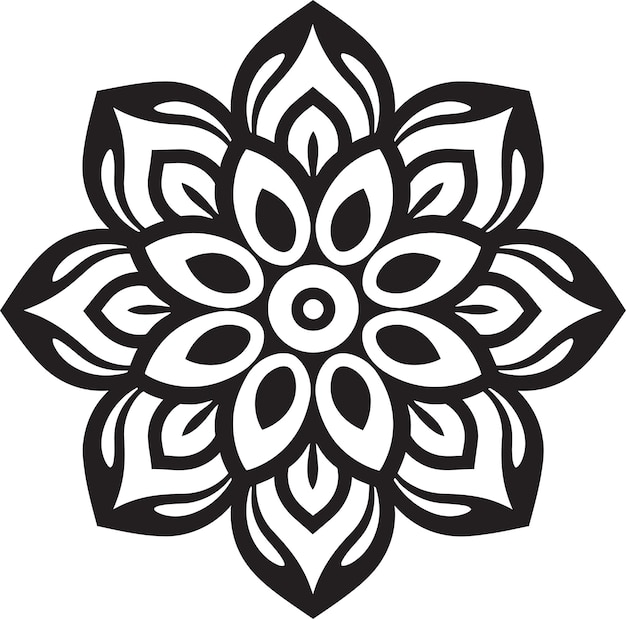 Vector a black and white design with a white flower on it