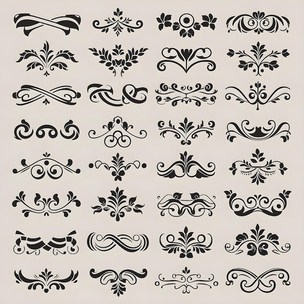 Black and white designs showcase ornamental decorative elements