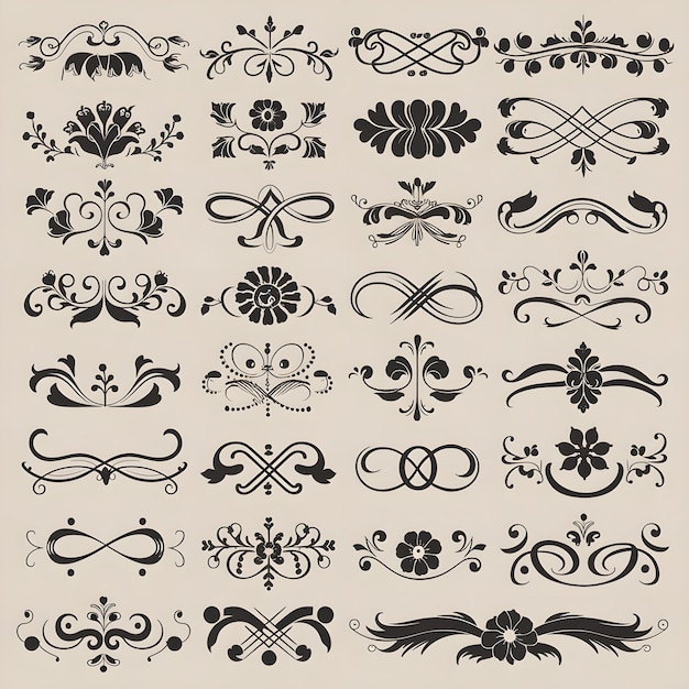 Black and white designs showcase ornamental vintage elements