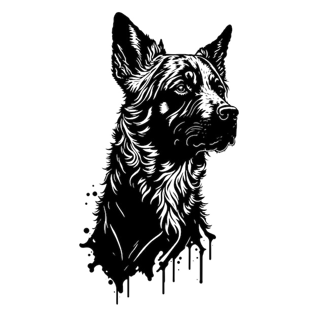 Vector a black and white dog with a black and white logo german shepherd