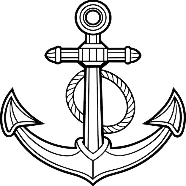 a black and white drawing of a anchor with a anchor and a anchor