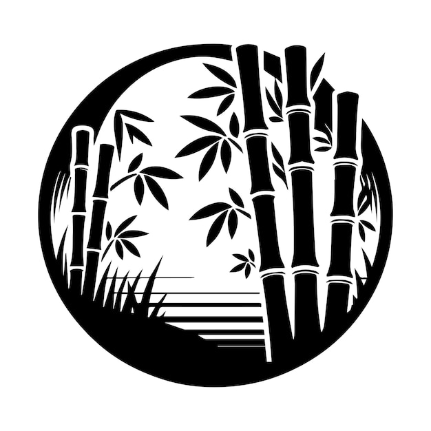 a black and white drawing of bamboo sticks in a circle