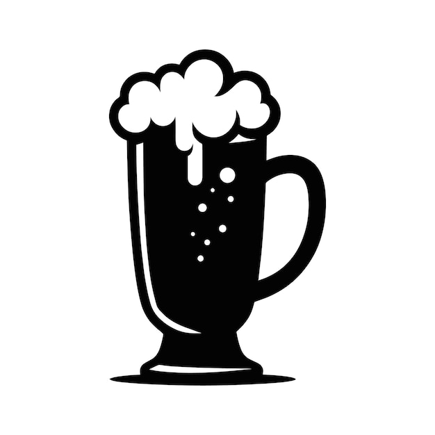 Vector a black and white drawing of a beer mug with foam on it