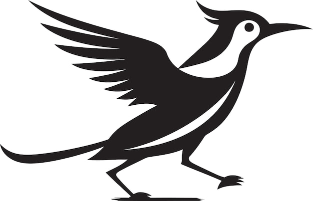 a black and white drawing of a black and white bird with a white background with a black outline