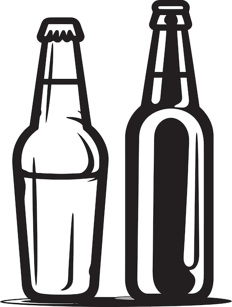 Vector a black and white drawing of a bottle of beer