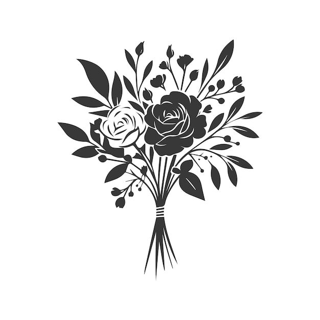 Vector a black and white drawing of a bouquet of roses