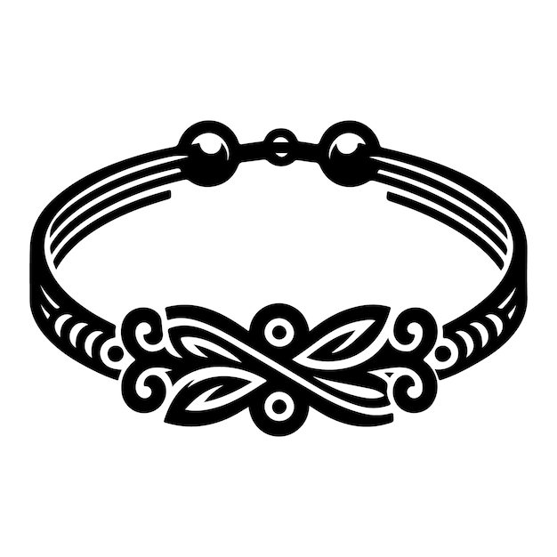 a black and white drawing of a Bracelet with a design of a ring on it