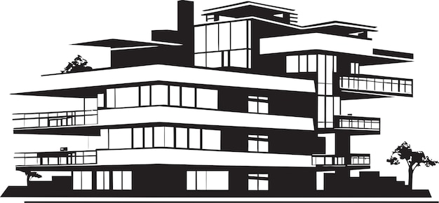 Vector a black and white drawing of a building with the words  the name of the city