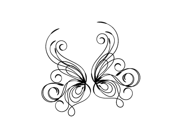 a black and white drawing of a butterfly with a pattern on it