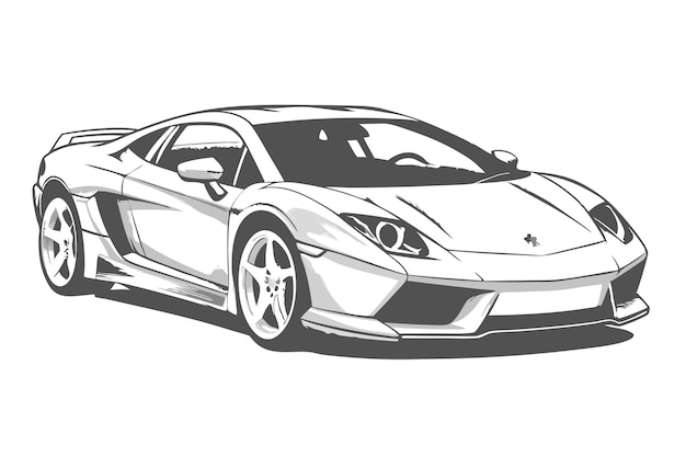 Vector a black and white drawing of a car with a black stripe