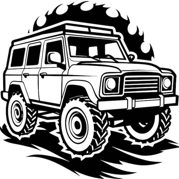 a black and white drawing of a car with the word  monster  on it