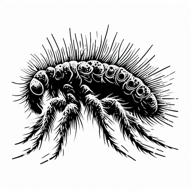 Vector a black and white drawing of a caterpillar