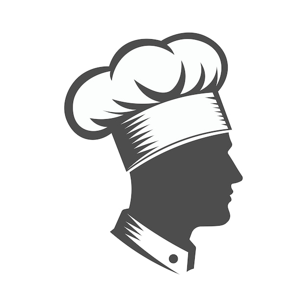 A black and white drawing of a chefs head