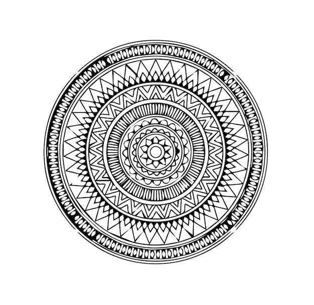 a black and white drawing of a circle with a white background