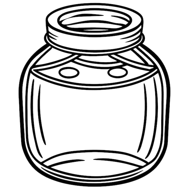 a black and white drawing of a clear glass jar with a lid that says quot contour quot