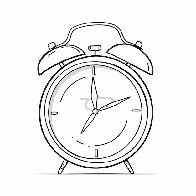 a black and white drawing of a clock with the time as 5  00