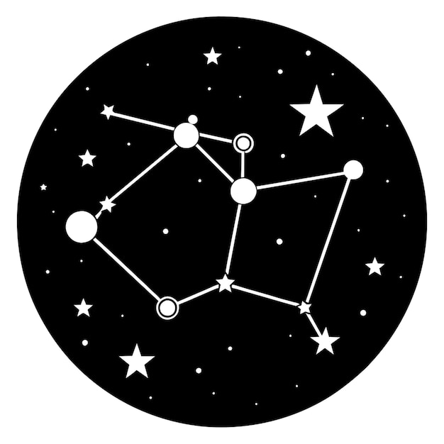 a black and white drawing of a constellation