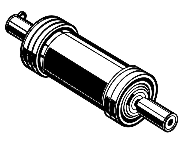 a black and white drawing of a cylinder with a cylinder on it