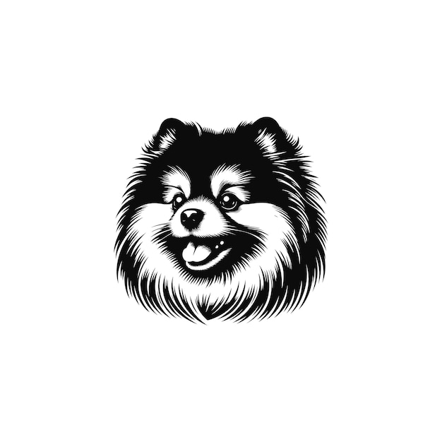 Vector a black and white drawing of a dog with a big smile