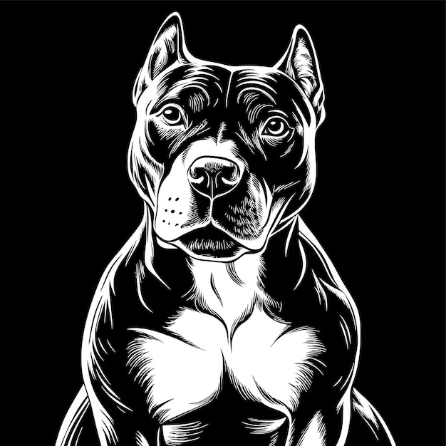 Vector a black and white drawing of a dog with a black background